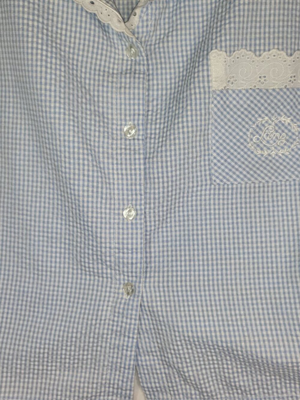 Secret Fantasies Vintage 80's/90's 2 pc Pajama Set Size XL Blue/White Gingham - Picture 5 of 15